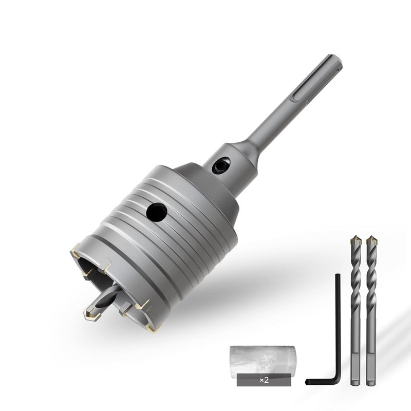 CSOOM Concrete Hole Saw 2-5/32" (55mm) with 220mm SDS Plus Shank Connecting Rod, Carbide Cement Hole Saw for Concrete Cement, Brick Wall Stone - Image 1